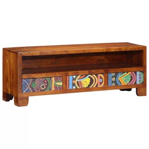 Tömör akácfa többszínű TV-szekrény 110x30x40