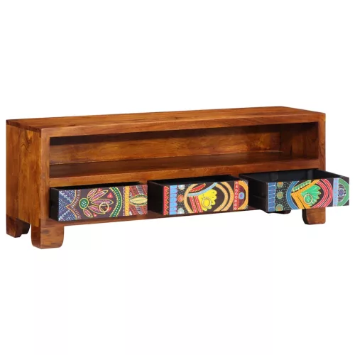 Tömör akácfa többszínű TV-szekrény 110x30x40