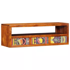   Tömör akácfa többszínű falra szerelhető TV-szekrény 90x30x30 cm