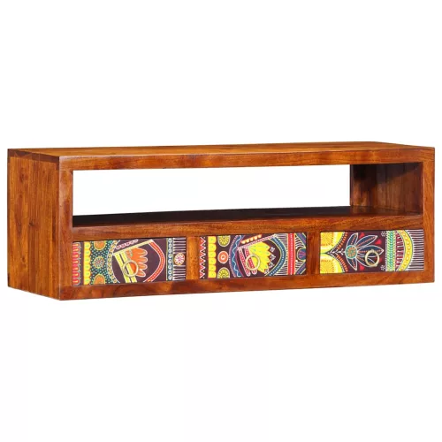 Tömör akácfa többszínű falra szerelhető TV-szekrény 90x30x30 cm