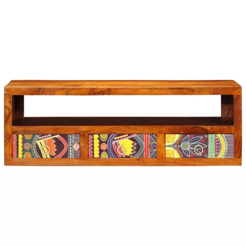 Tömör akácfa többszínű falra szerelhető TV-szekrény 90x30x30 cm