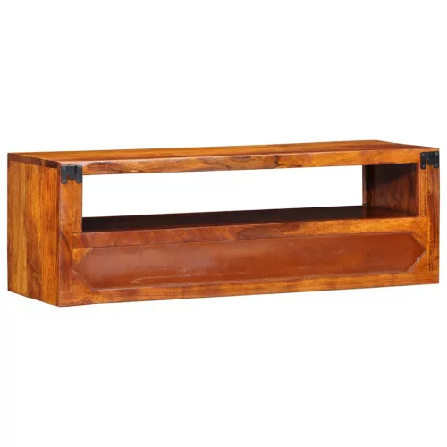Tömör akácfa többszínű falra szerelhető TV-szekrény 90x30x30 cm