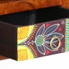 Tömör akácfa többszínű falra szerelhető TV-szekrény 90x30x30 cm