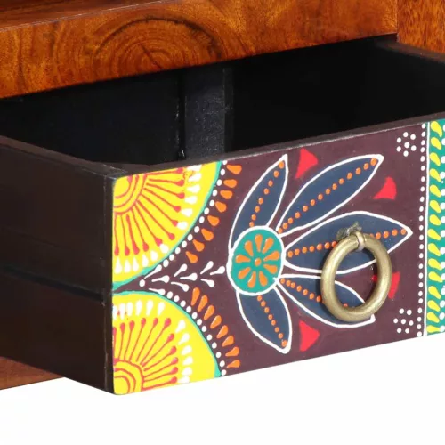 Tömör akácfa többszínű falra szerelhető TV-szekrény 90x30x30 cm