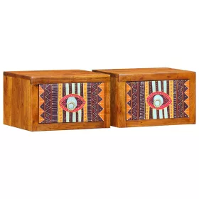   Éjjeliszekrény fiókkal 2 pcs Barna 35 x 30 x 22 cm tömör akácfa