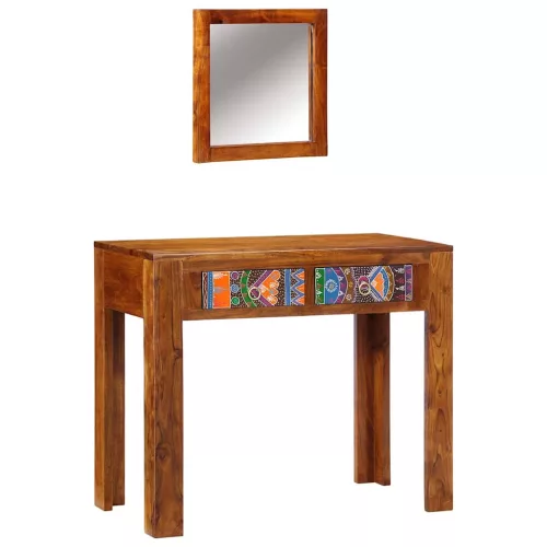 Öltözködőasztal fiókkal Barna 90 x 45 x 75 cm Tömör akácfa