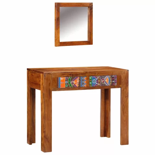 Öltözködőasztal fiókkal Barna 90 x 45 x 75 cm Tömör akácfa