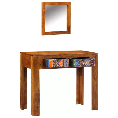 Öltözködőasztal fiókkal Barna 90 x 45 x 75 cm Tömör akácfa