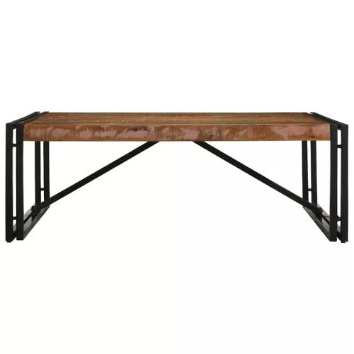 Többszínű tömör újrahasznosított fa dohányzóasztal 100x100x35cm