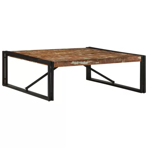 Többszínű tömör újrahasznosított fa dohányzóasztal 100x100x35cm