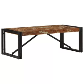   Többszínű tömör újrahasznosított fa dohányzóasztal 100x50x35 cm