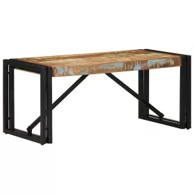   Többszínű tömör újrahasznosított fa dohányzóasztal 80x40x35 cm