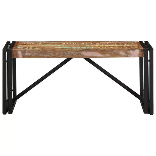 Többszínű tömör újrahasznosított fa dohányzóasztal 80x40x35 cm