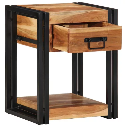 Éjjeliszekrény fiókkal 2 pcs Barna 40 x 35 x 50 cm tömör akácfa