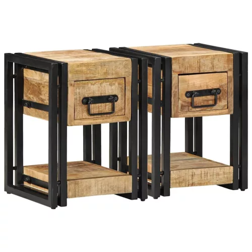 Éjjeliszekrény 2 pcs Barna 30 x 30 x 40 cm tömör mangófa