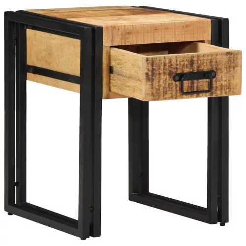 Kisasztal 40 x 40 x 50 cm Tömör mangófából és fémből készült