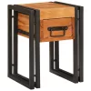 Kisasztal Barna és fekete 30 x 30 x 40 cm Tömör akácfa és Fém