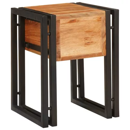 Kisasztal Barna és fekete 30 x 30 x 40 cm Tömör akácfa és Fém