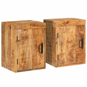   Éjjeli asztal 2 pcs Barna 35 x 33 x 48 cm Tömör Mangófát
