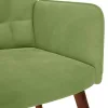Világoszöld bársony pihenőfotel lábtartóval