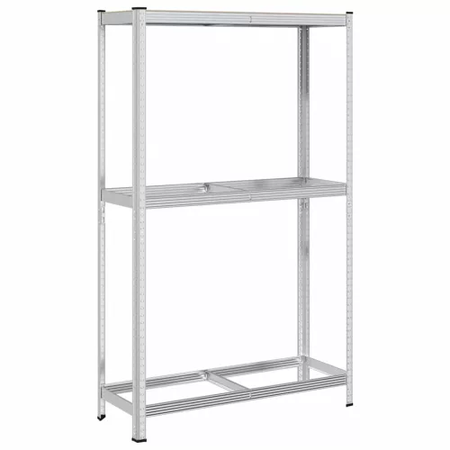 2 rétegű gumiabroncs polc ezüst 110x40x180cm acél és mérnöki fa