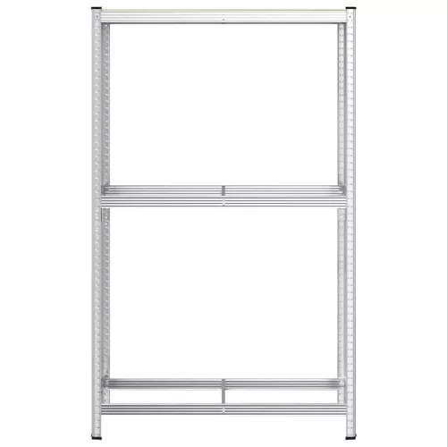 2 rétegű gumiabroncs polc ezüst 110x40x180cm acél és mérnöki fa