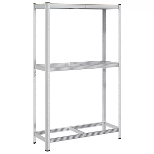 2 rétegű gumiabroncs polc ezüst 110x40x180cm acél és mérnöki fa