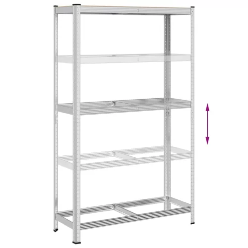 2 rétegű gumiabroncs polc ezüst 110x40x180cm acél és mérnöki fa