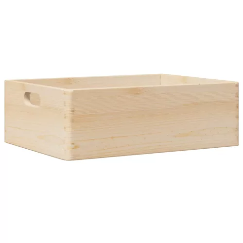 Fa doboz fogantyúkkal 40x30x13 cm tömör fa fenyő