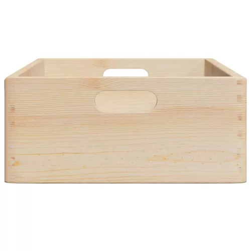 Fa doboz fogantyúkkal 40x30x13 cm tömör fa fenyő