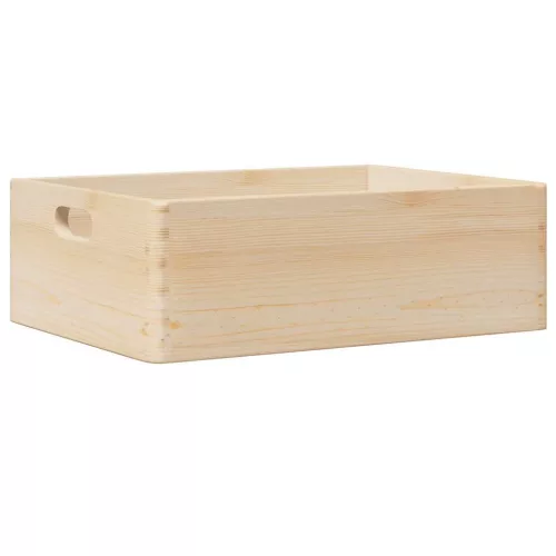Fa doboz fogantyúkkal 40x30x13 cm tömör fa fenyő