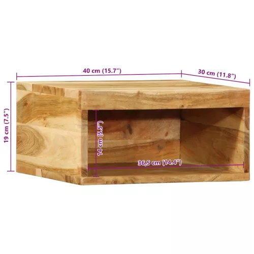 Tömör akácfa falra szerelhető TV-szekrény 40x30x19 cm