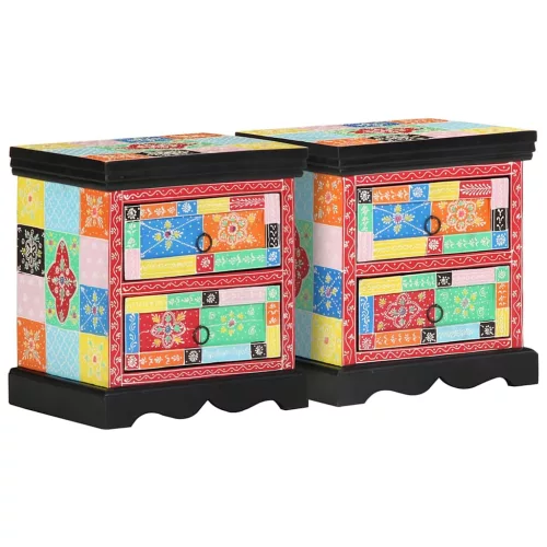 Éjjeliszekrény 2 pcs Sokszínű 40 x 35 x 45 cm tömör mangófa