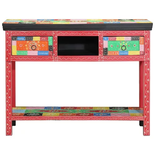 Konzolasztal fiókkal Sokszínű 100 x 30 x 75 cm Tömör mangófa