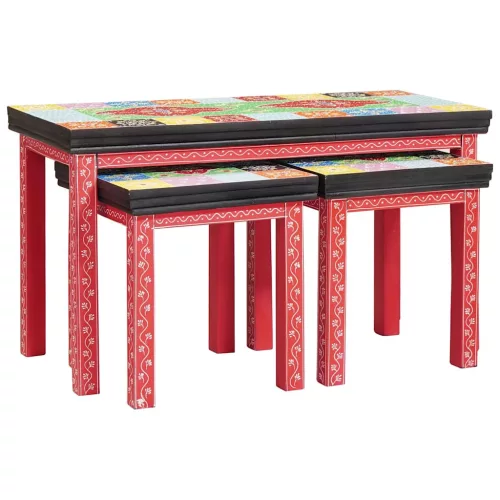 Fészekasztal Barna 38 x 38 x 41.5 cm Tömör mangófa