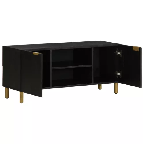 Fekete szerelt fa TV-szekrény 105 x 33 x 46 cm