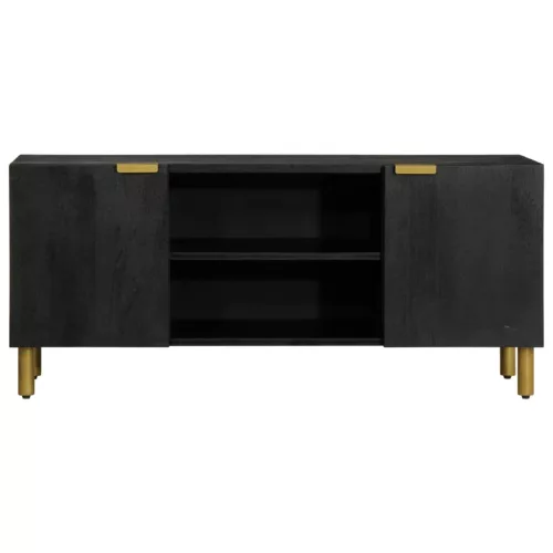 Fekete szerelt fa TV-szekrény 105 x 33 x 46 cm