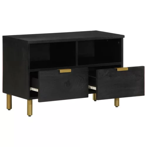Fekete szerelt fa TV-szekrény 70 x 33 x 46 cm