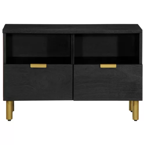 Fekete szerelt fa TV-szekrény 70 x 33 x 46 cm