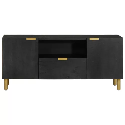 Fekete szerelt fa TV-szekrény 105 x 33 x 46 cm