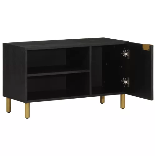Fekete szerelt fa TV-szekrény 80 x 33 x 46 cm