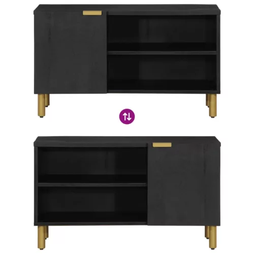 Fekete szerelt fa TV-szekrény 80 x 33 x 46 cm