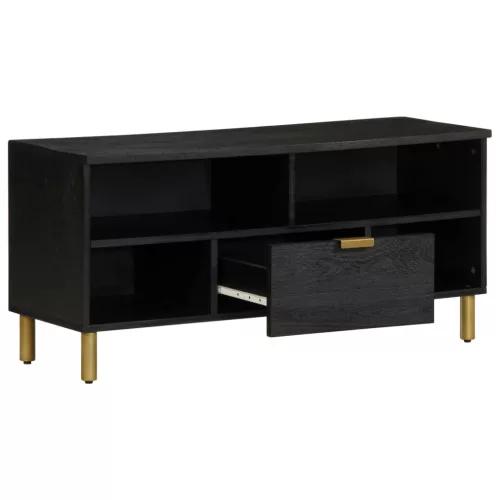 Fekete szerelt fa TV-szekrény 100 x 33 x 46 cm
