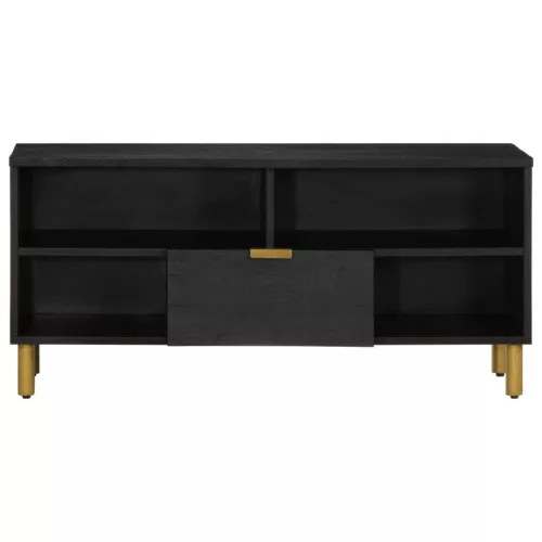 Fekete szerelt fa TV-szekrény 100 x 33 x 46 cm