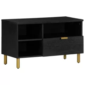 Fekete szerelt fa TV-szekrény 80 x 33 x 46 cm