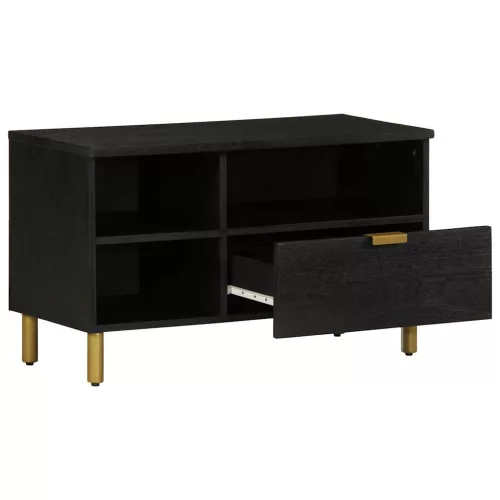 Fekete szerelt fa TV-szekrény 80 x 33 x 46 cm