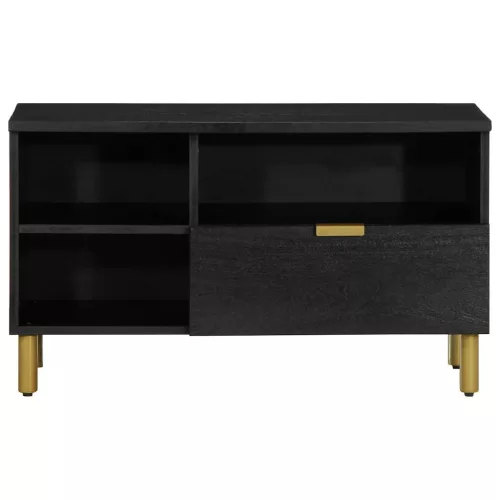 Fekete szerelt fa TV-szekrény 80 x 33 x 46 cm