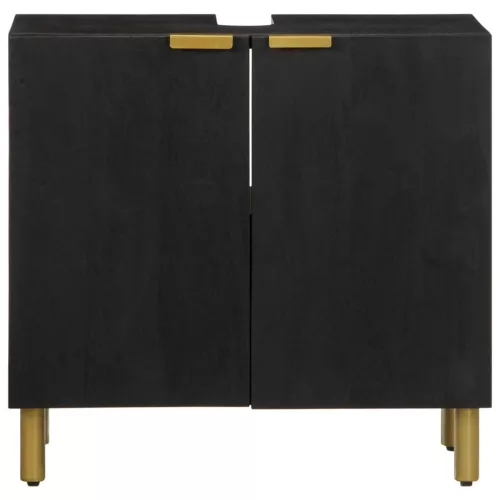 Fekete szerelt fa fürdőszobai mosdószekrény 62 x 33 x 58 cm