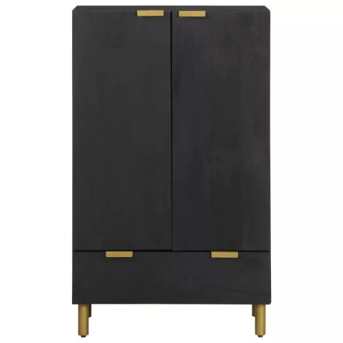 Fekete szerelt fa magasszekrény 60 x 33 x 100 cm
