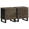 2 db fekete tömör mangófa éjjeliszekrény 40 x 33 x 46 cm